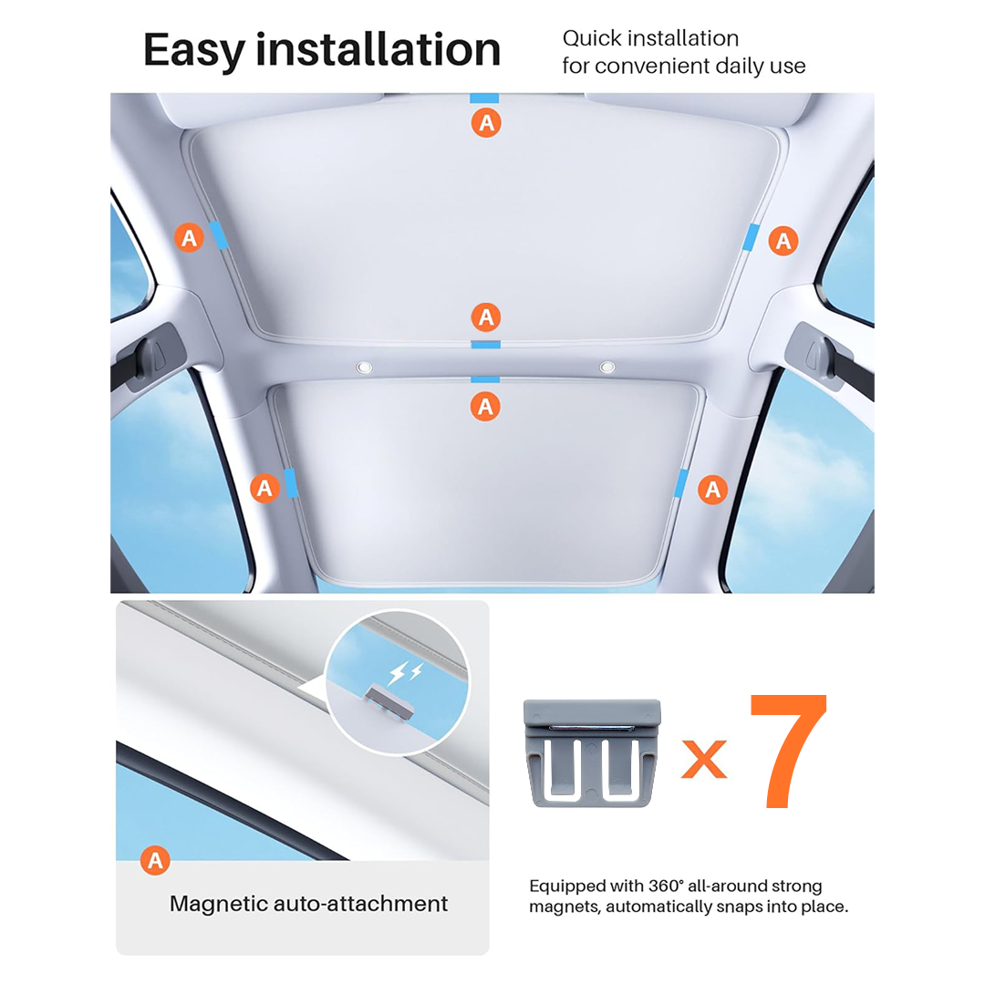 Tesla Model 3 Strong Magnetic Clips for Foldable Glass Roof Sunshade