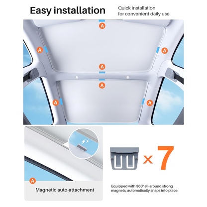 Tesla Model 3 Strong Magnetic Clips for Foldable Glass Roof Sunshade