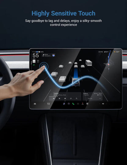 HALOBLK 16in Automobile Touch Glass Screen Pro+ Front & Rear (2026 Tesla Model Y Juniper & Model Y L - Clear)
