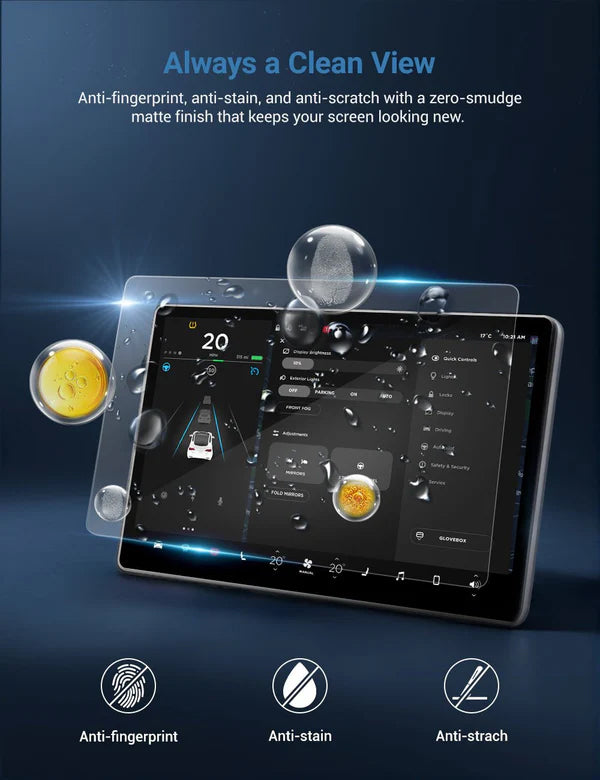 HALOBLK 16in Automobile Touch Glass Screen Pro+ Front & Rear (2026 Tesla Model Y Juniper & Model Y L - Clear)