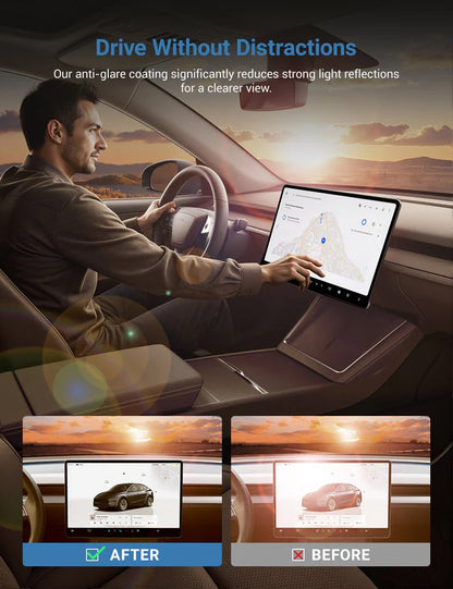 HALOBLK 16in Automobile Touch Glass Screen Pro+ Front & Rear (2026 Tesla Model Y Juniper & Model Y L - Clear)
