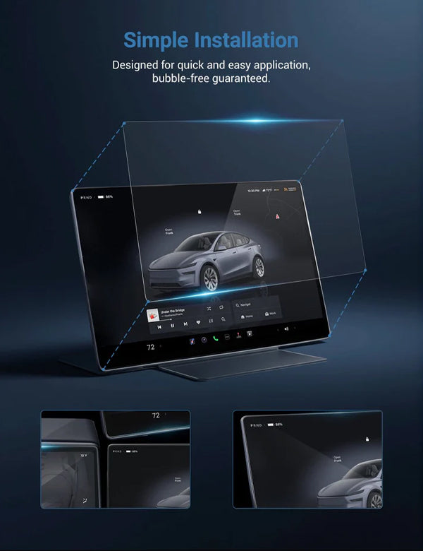 HALOBLK 16in Automobile Touch Glass Screen Pro+ Front & Rear (2026 Tesla Model Y Juniper & Model Y L - Clear)