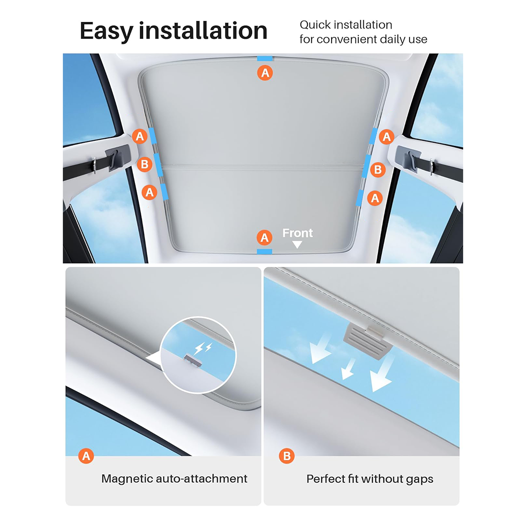 Tesla Model Y/YL Strong Magnetic Clips for Foldable Glass Roof Sunshade