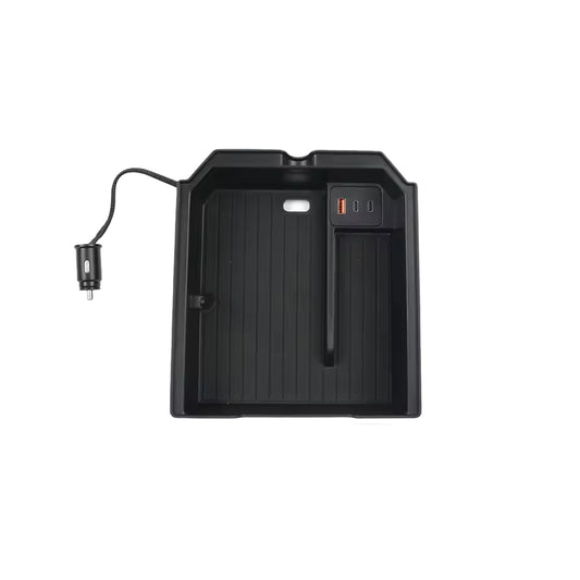 TESLA 2025 Model Y Juniper and Model 3 TPE Sunglasses Holder Center Control Docking Storage Box with Cigarette Lighter Plug