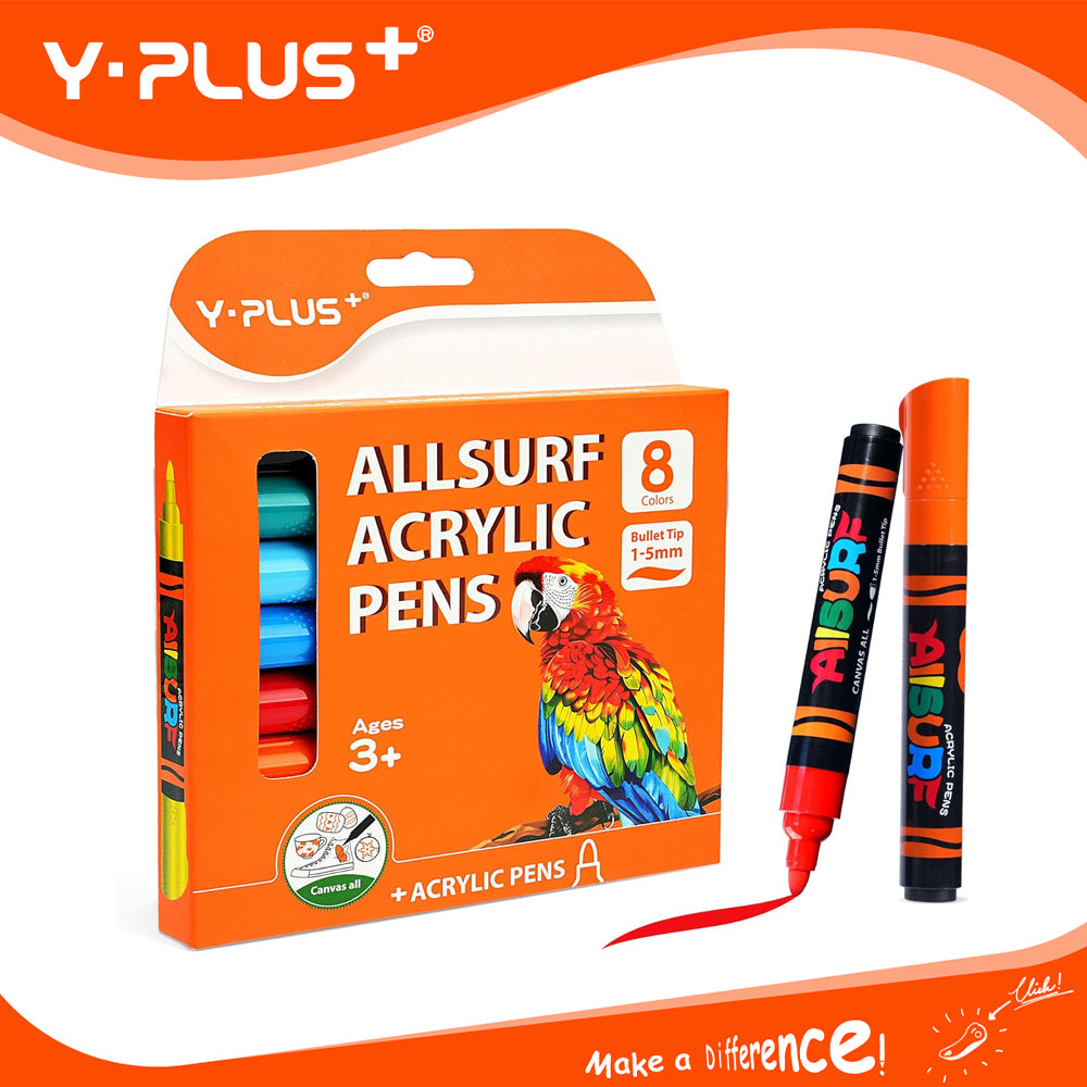 Y-Plus+ All Surf Acrylic Pens 8 Color
