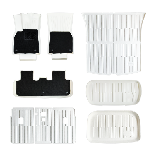 TESLA 2025/2026 Model Y Juniper Waterproof TPE Odorless Cargo Liners Floor Mats - White 1 SET (9PCS)