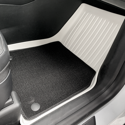 TESLA 2025/2026 Model Y Juniper Waterproof TPE Odorless Cargo Liners Floor Mats - White 1 SET (9PCS)