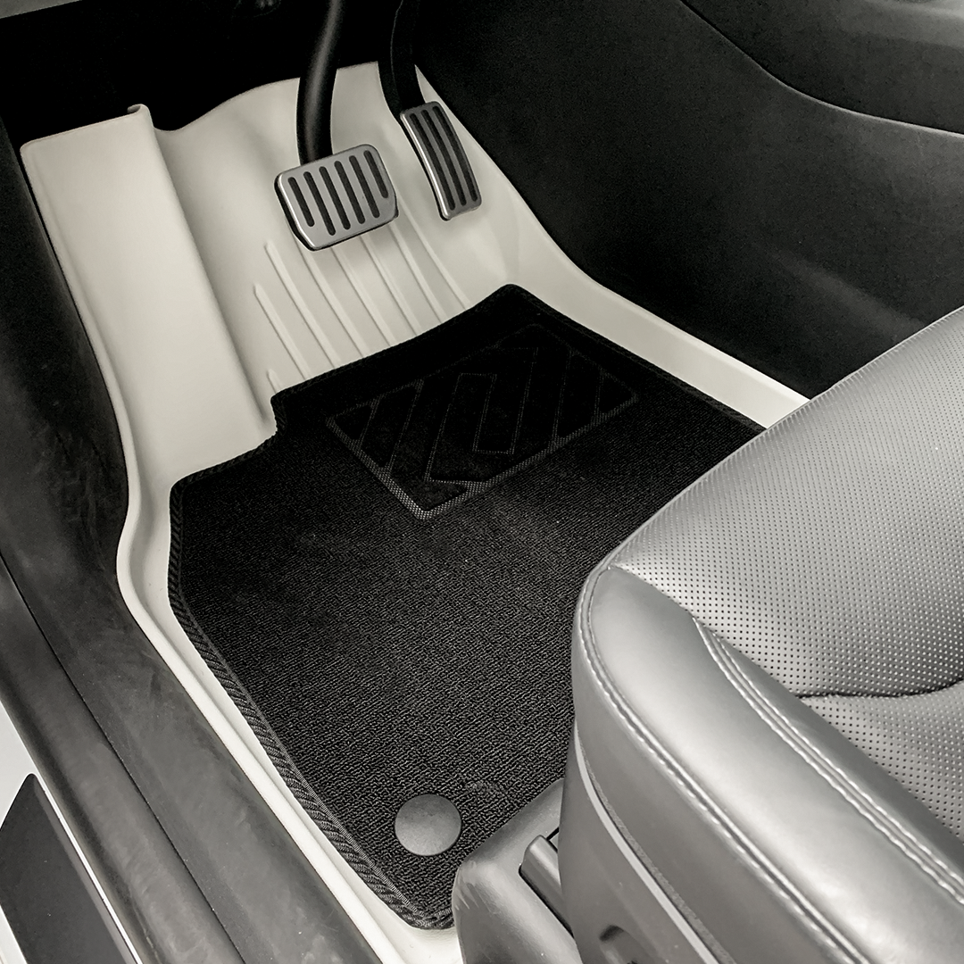 TESLA 2025/2026 Model Y Juniper Waterproof TPE Odorless Cargo Liners Floor Mats - White 1 SET (9PCS)