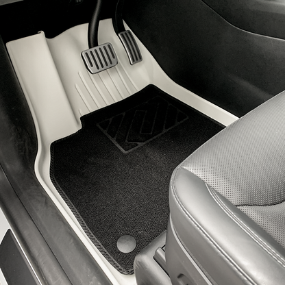 TESLA 2025/2026 Model Y Juniper Waterproof TPE Odorless Cargo Liners Floor Mats - White 1 SET (9PCS)