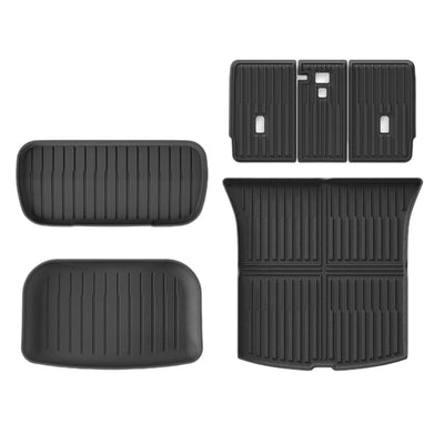 Haloblk Tesla 2025 Model Y Juniper Waterproof TPE Injected Molded Odorless Cargo Liners Floor Mats - 1 SET (6PCS)