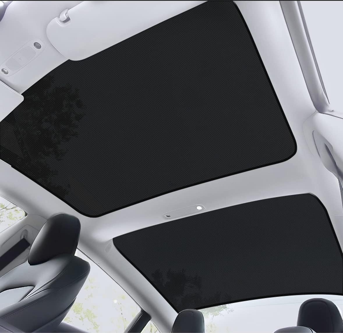 TESLA 2025+ Model 3 Highland Foldable Front and Rear Sunroof Mesh Sunshade for Glass Roof (Black)