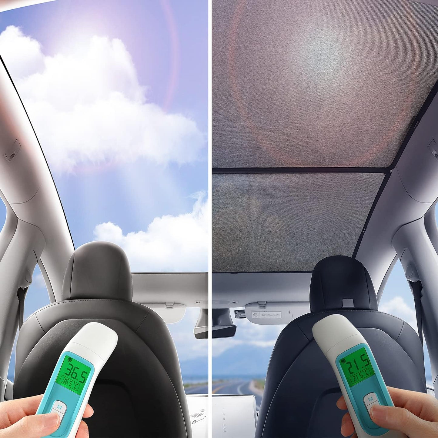 TESLA 2025/2026 Model Y Juniper Foldable Front and Rear Sunroof Mesh Sunshade for Glass Roof (Black)