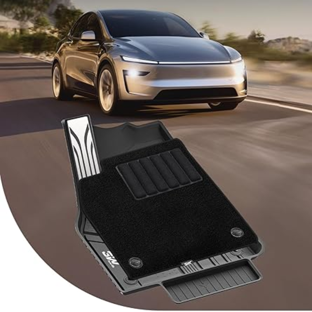 3W TESLA 2025-2026 MODEL Y Juniper All-Weather Double Layer Injected Molded TPE Odorless Cargo Liners Floormats - 1 SET (9 PCS)