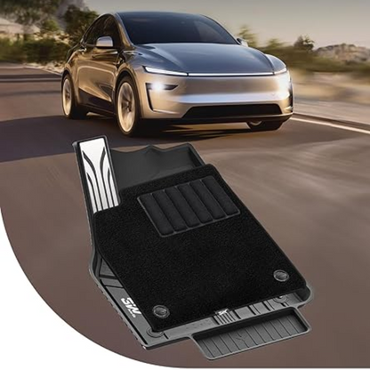 3W TESLA 2025-2026 MODEL Y Juniper All-Weather Double Layer Injected Molded TPE Odorless Cargo Liners Floormats - 1 SET (9 PCS)