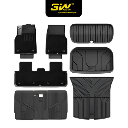 3W TESLA 2025-2026 MODEL Y Juniper All-Weather Double Layer Injected Molded TPE Odorless Cargo Liners Floormats - 1 SET (9 PCS)