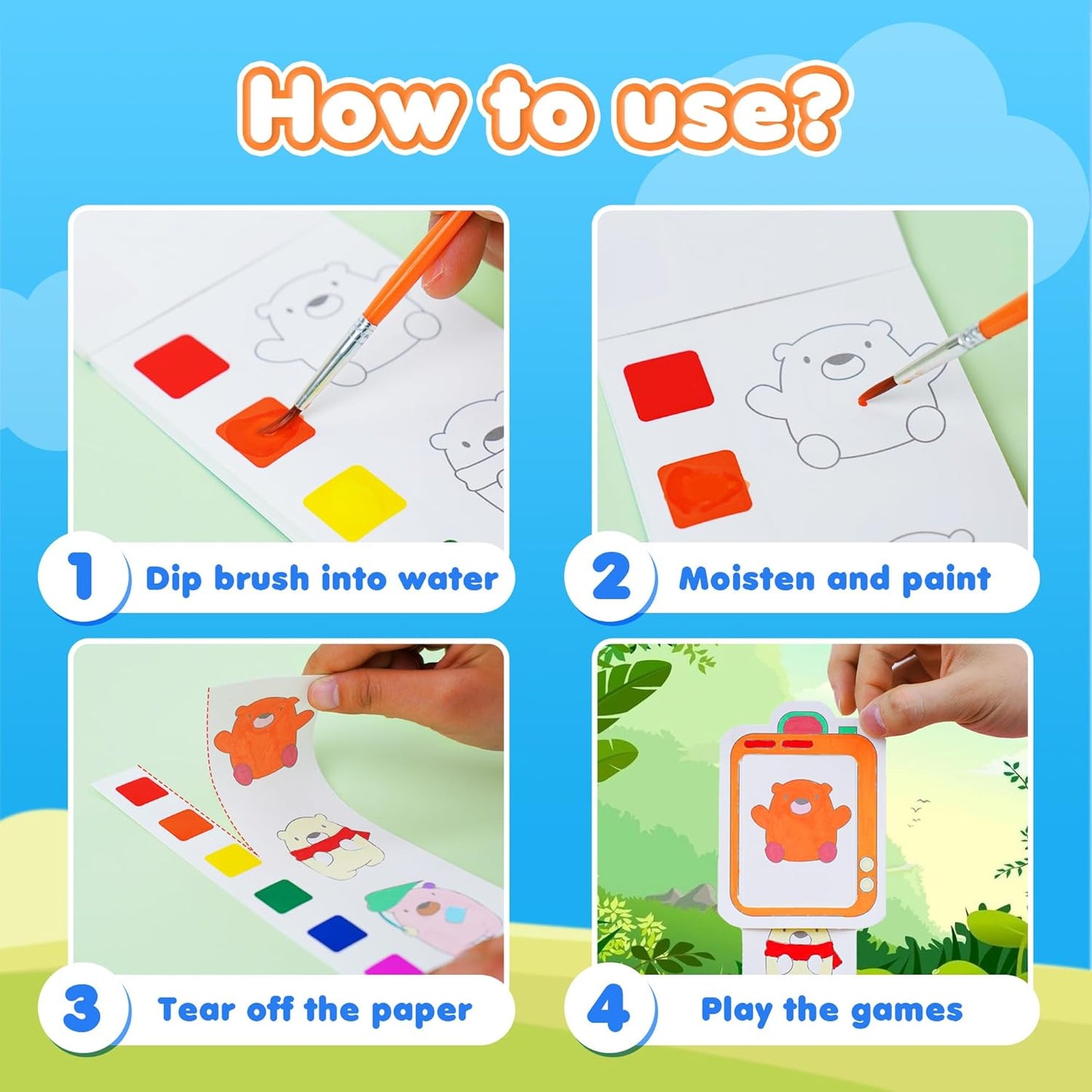 Y-Plus+ Paint with Water Pocket Size Coloring Book