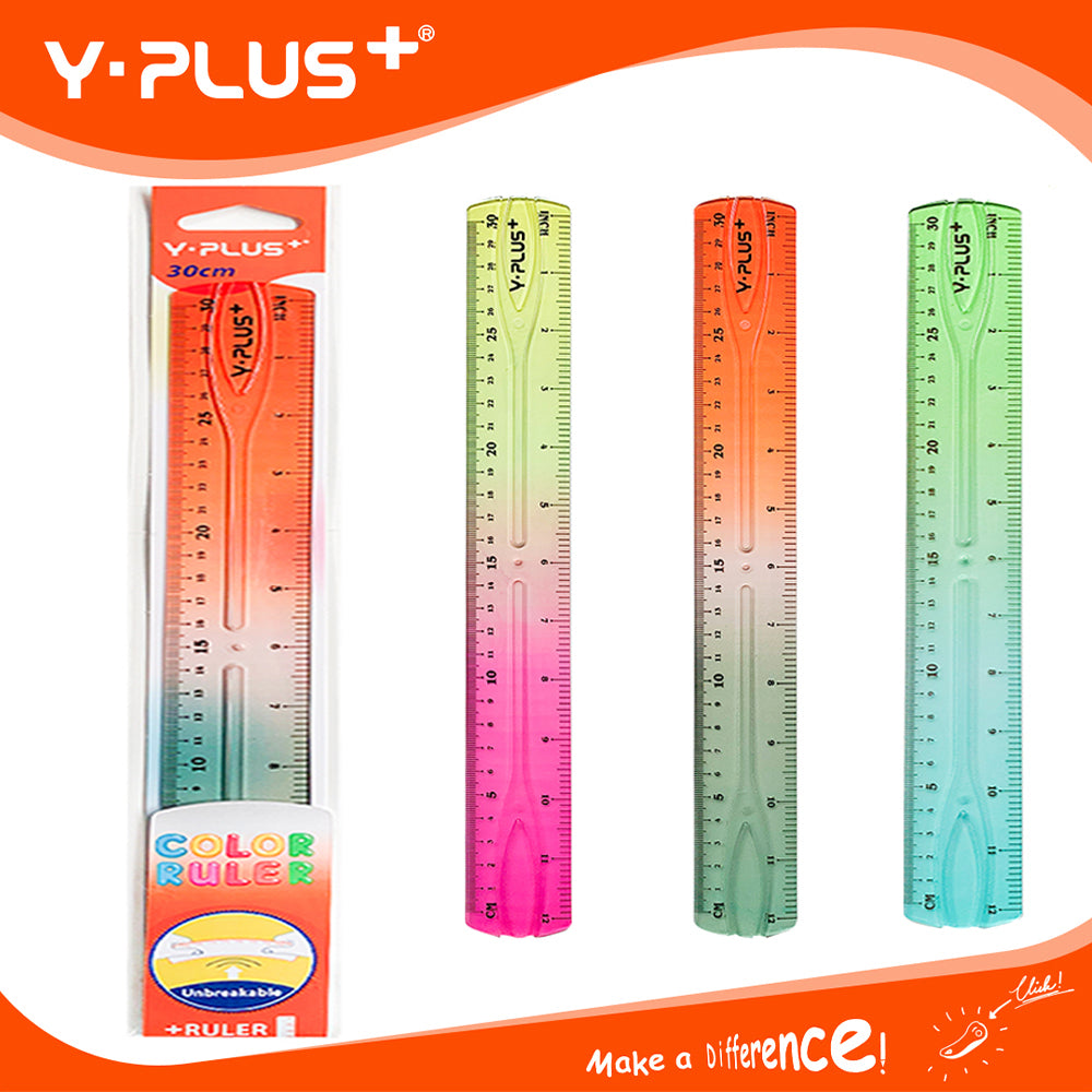 Y-Plus+ 1 Pc Unbreakable Color Ruler 30cm
