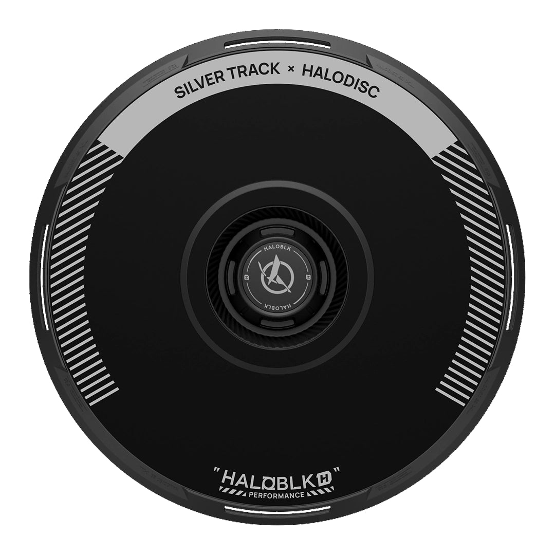 HALODISC 2 Silver Track (Black) | Set of 4 Wheel Covers for Tesla Model 3 & Model Y 19" Crossflow Wheel