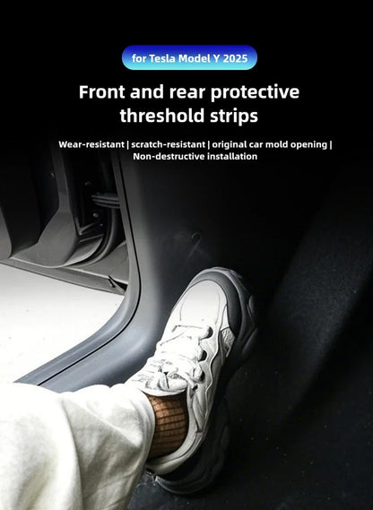 TESLA 2025 Model Y Juniper TPE Front and Rear Door Sill Protector Threshold Strip - 1SET(4PCS)
