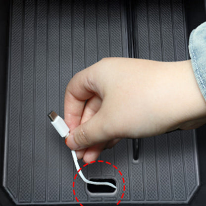TESLA 2025 Model Y Juniper & Model 3 Center Control Storage Box TPE Center Armrest with Sunglasses Holder - Black