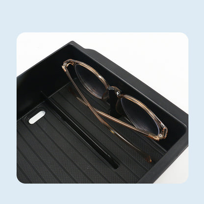 TESLA 2025 Model Y Juniper & Model 3 Center Control Storage Box TPE with Sunglasses Holder