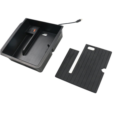 TESLA 2025/2026 Model Y Juniper and Model 3 TPE Center Armrest Storage Box with USB Docking Station - Black
