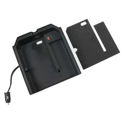 TESLA 2025 Model Y Juniper and Model 3 TPE Sunglasses Holder Center Control Docking Storage Box with Cigarette Lighter Plug