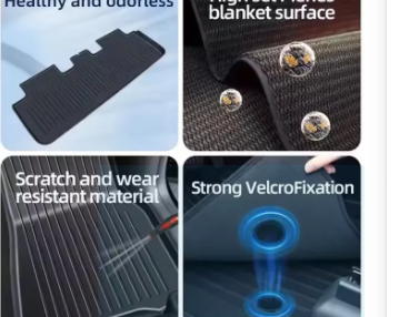 TESLA 2025 Model Y TPE Odorless Double Layer Cargo Liners Floor Mats with Soft Carpet