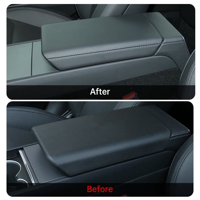 TESLA 2025 Model Y Juniper and Model 3 TPE Armrest Center Console Cover - Black
