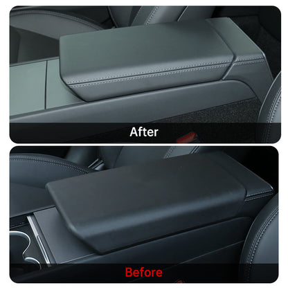 TESLA 2025 Model Y Juniper and Model 3 TPE Armrest Center Console Cover - Black