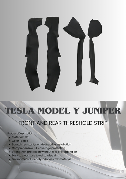 TESLA 2025 Model Y Juniper interior TPE Front and Rear Threshold Strip /Upper and Under Rear Trunk Guard Panel / C-Pillar Guard Board - 4PCS SET