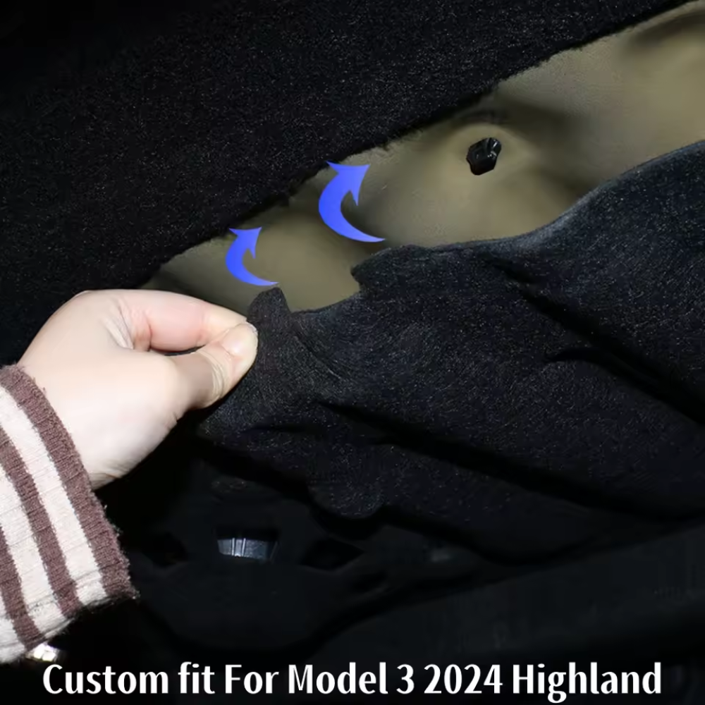 TESLA Model 3 Highland 2024 to 2026 Rear Trunk Soundproofing Kit Insulation Cover - Black