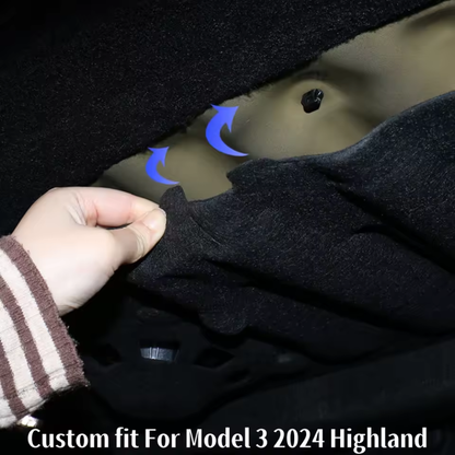 TESLA Model 3 Highland 2024 to 2026 Rear Trunk Soundproofing Kit Insulation Cover - Black