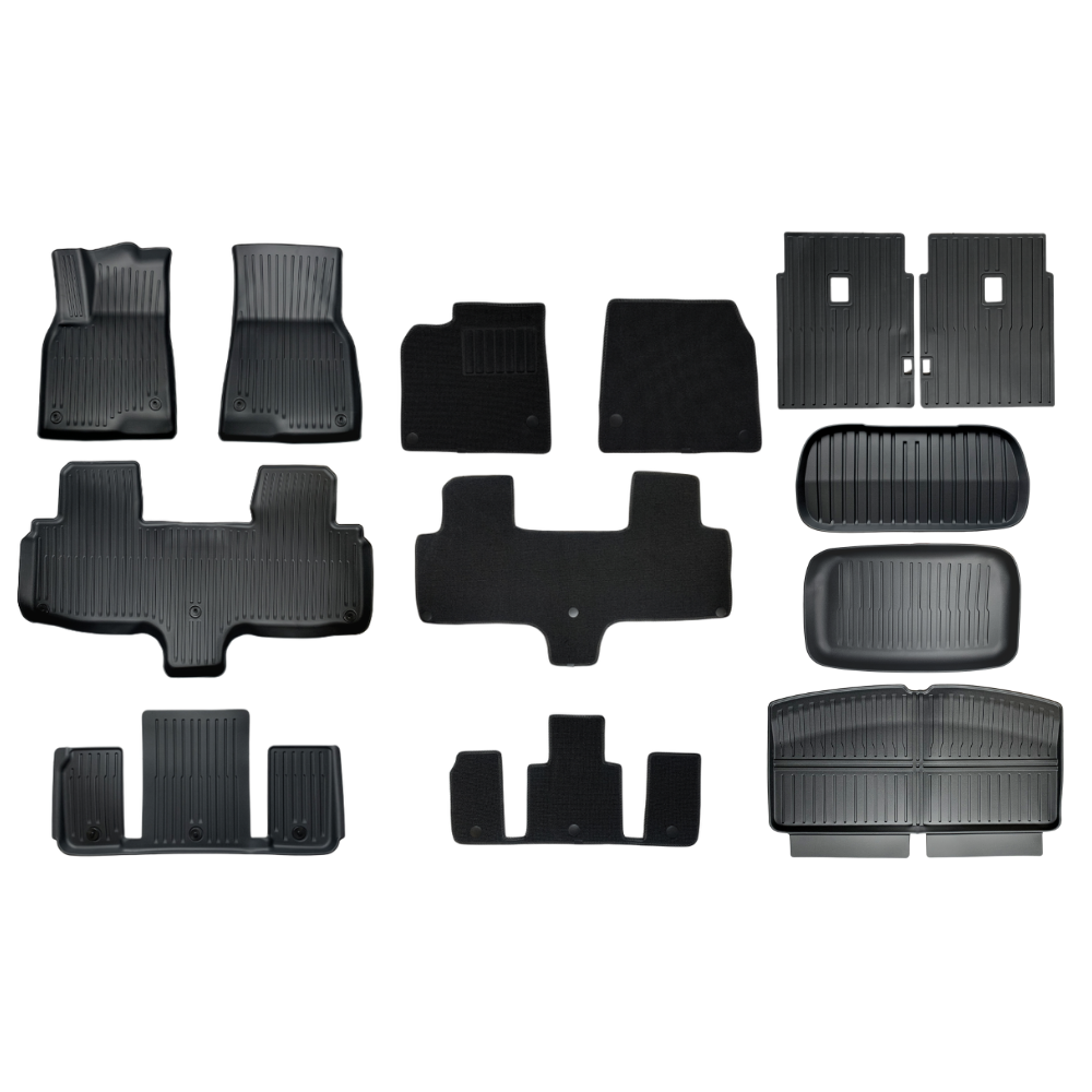TESLA 2026 Model YL Double Layer Waterproof TPE Odorless Cargo Liners Floor Mats - 1 SET (9PCS)