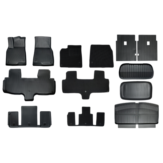 TESLA 2026 Model YL Double Layer Waterproof TPE Odorless Cargo Liners Floor Mats - 1 SET (9PCS)