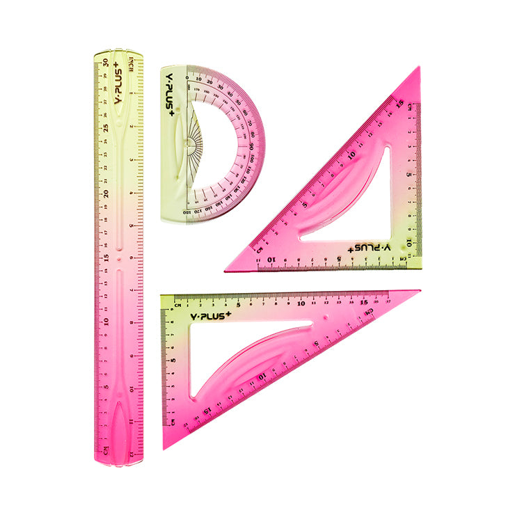 Y-Plus+ 4 Pcs Unbreakable Color Ruler Set
