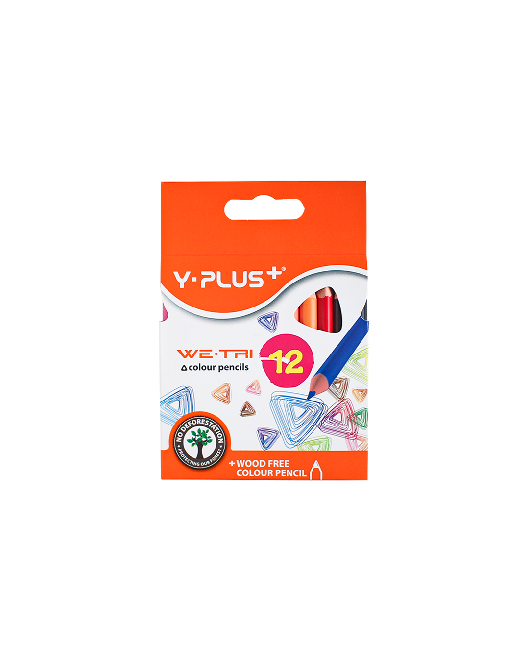Y-Plus+ WE-TRI Wood Free Color Pencil Short Rod 12 Colors