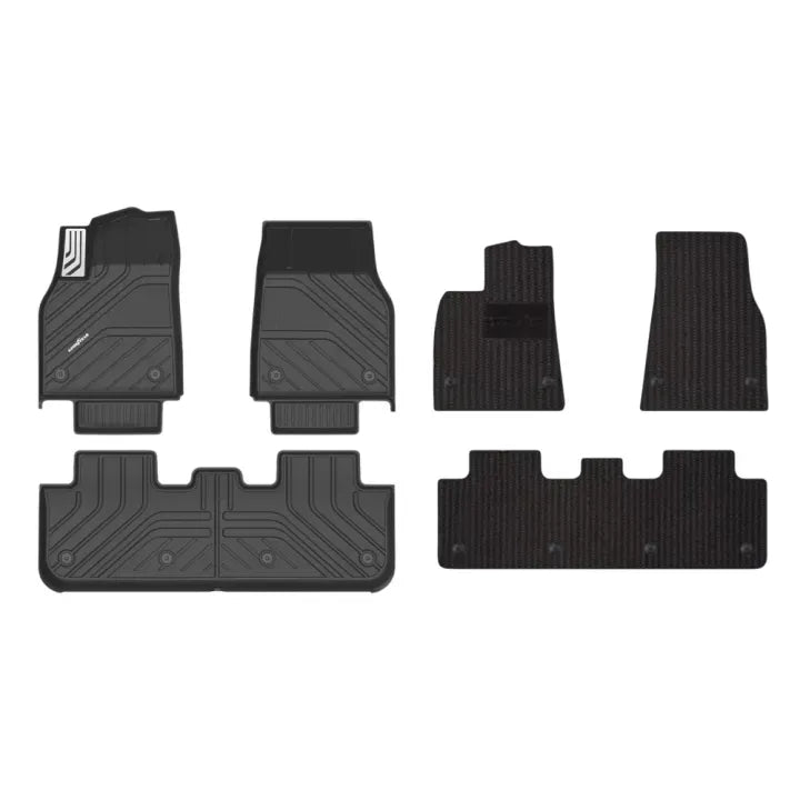 TESLA 2025-2026 MODEL Y Juniper All-Weather Double Layer Injected Molded TPE Odorless Cargo Liners Floor Mats - 1 SET (9PCS)