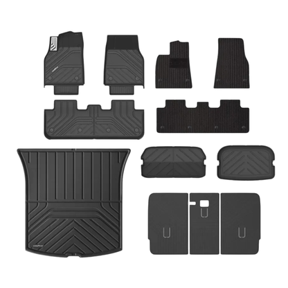 TESLA 2025-2026 MODEL Y Juniper All-Weather Double Layer Injected Molded TPE Odorless Cargo Liners Floor Mats - 1 SET (9PCS)
