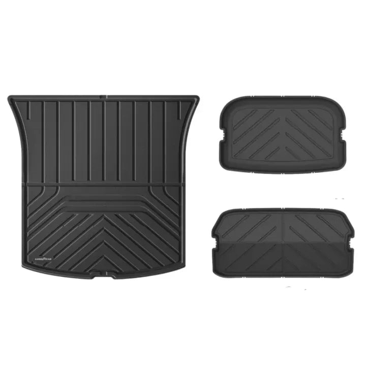 TESLA 2025-2026 MODEL Y Juniper All-Weather Double Layer Injected Molded TPE Odorless Cargo Liners Floor Mats - 1 SET (9PCS)