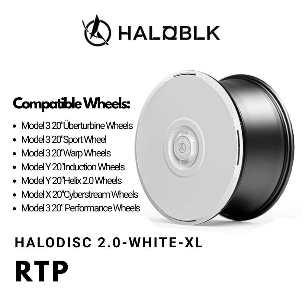 HALODISC 2 RTP  (White) | Set of 4 Wheel Covers for Tesla  Model 3 & Model Y 20" Crossflow Wheel