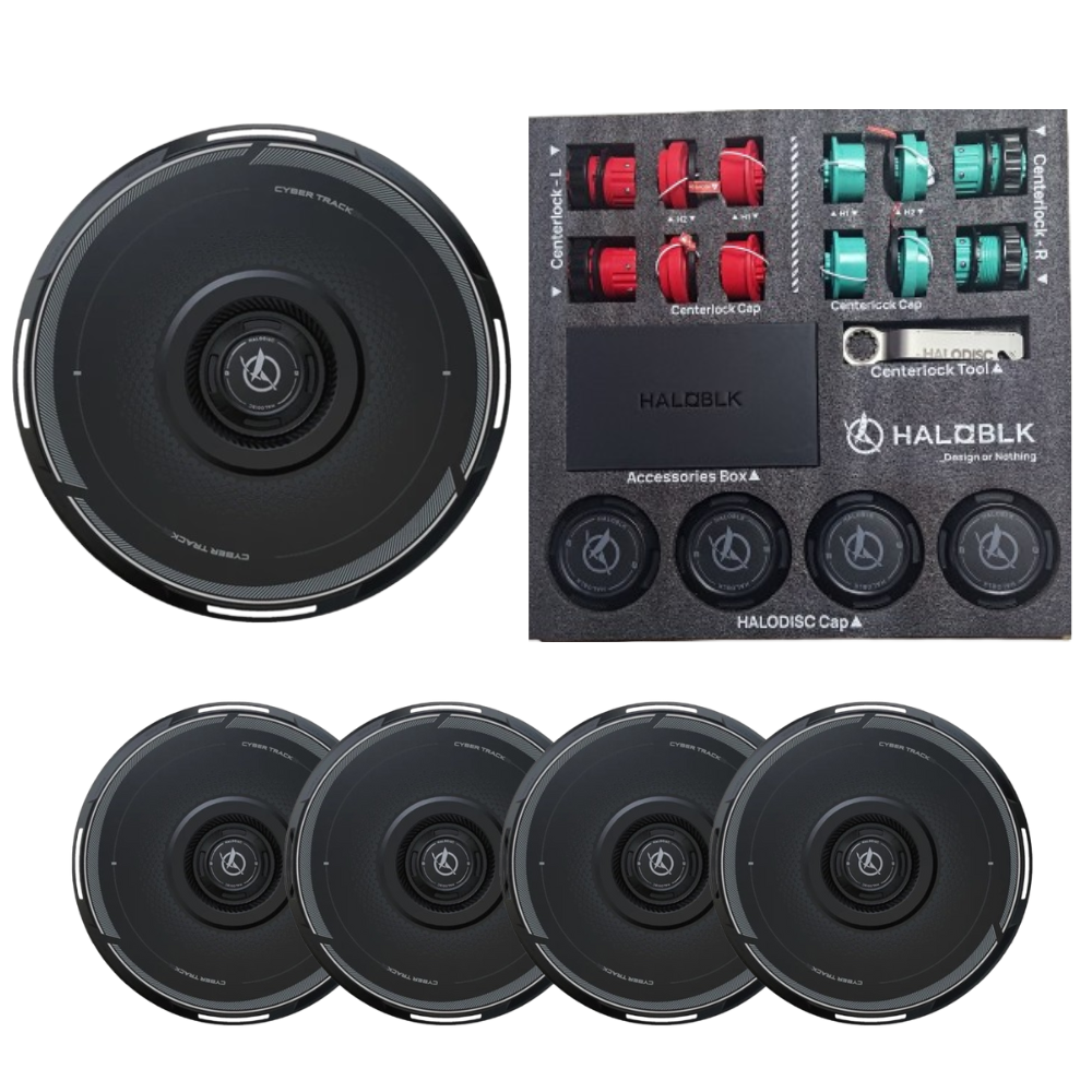 Haloblk HaloDisc 2 Wheel Covers for Tesla Model 3 &  Model Y Juniper 19" Crossflow Wheels - Cyber Track (Black)