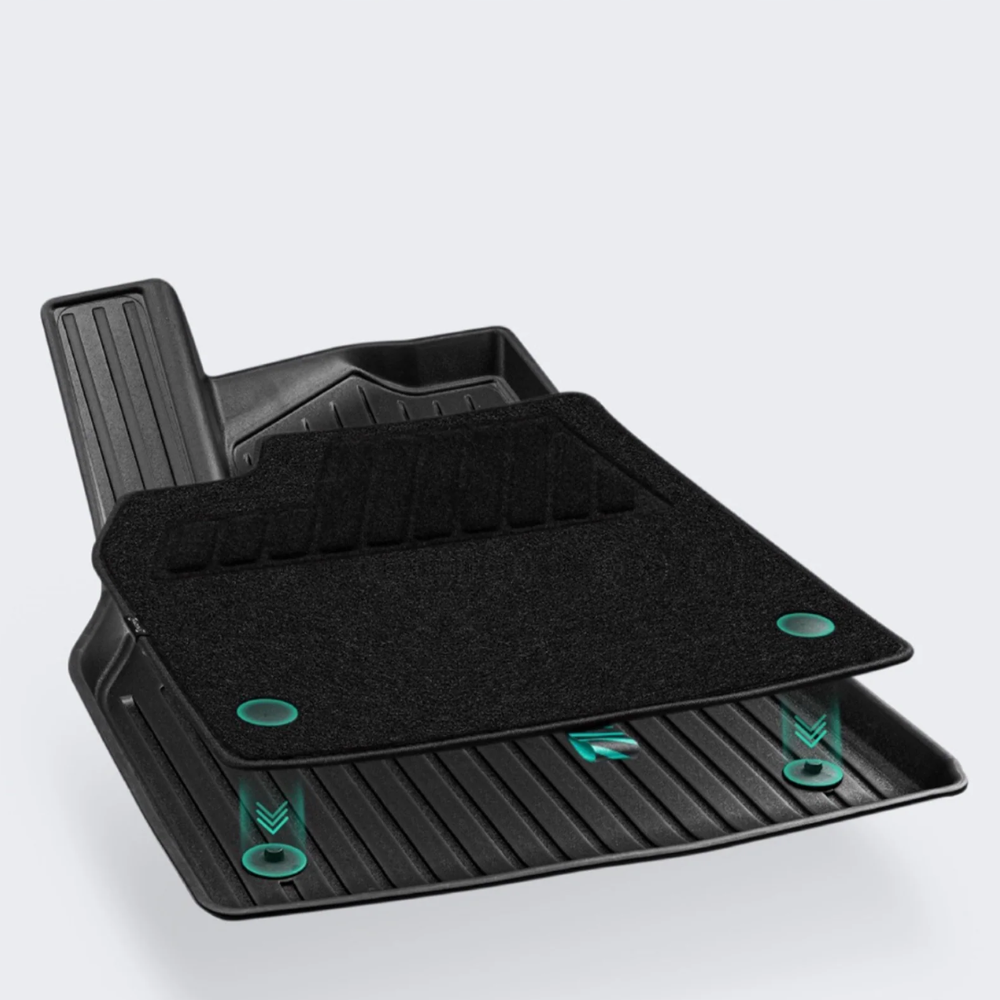 HALOBLK Tesla 2025 Model Y Juniper Waterproof Injected Molded TPE Odorless Cargo Liners Floor Mats - Double Layer