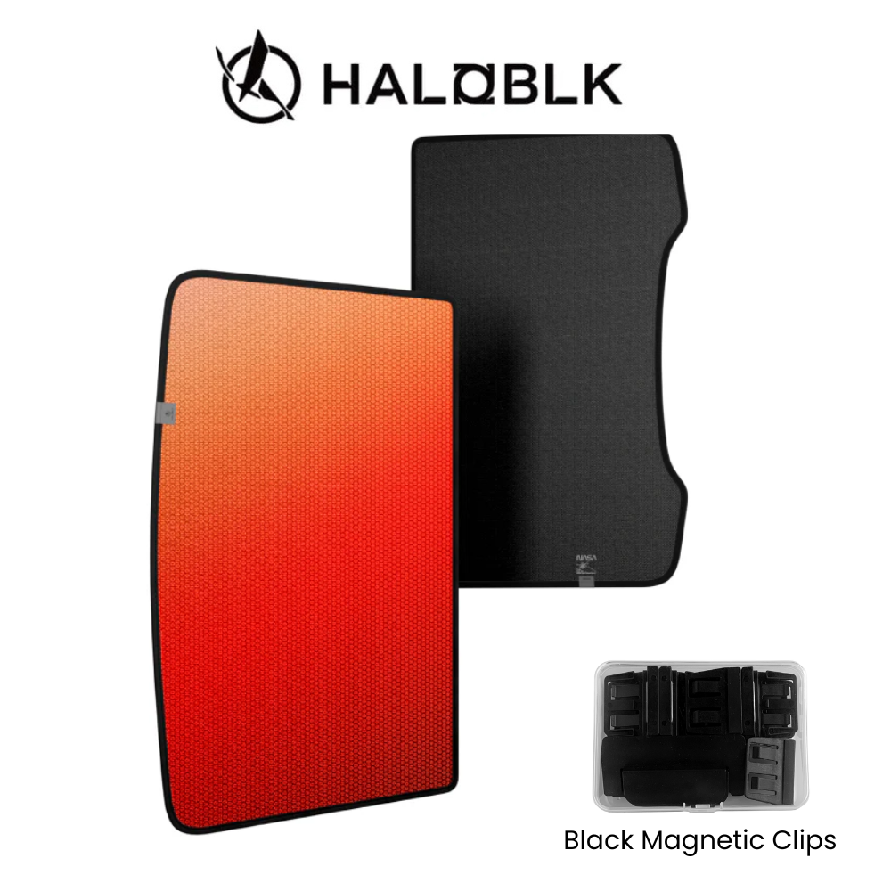 HALOBLK TESLA 2025|2026 Model Y Juniper | Model YL | Model 3 Foldable Roof Sunshade with Magnetic Clip