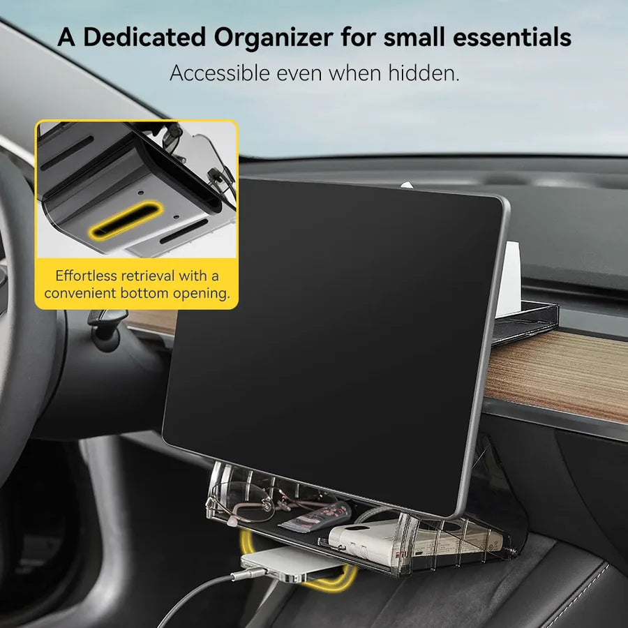CIIYAA TESLA MODEL 2025-2026 Model Y Juniper | Model YL | Model 3 Under Screen Magnetic Storage Box Ultra - Black