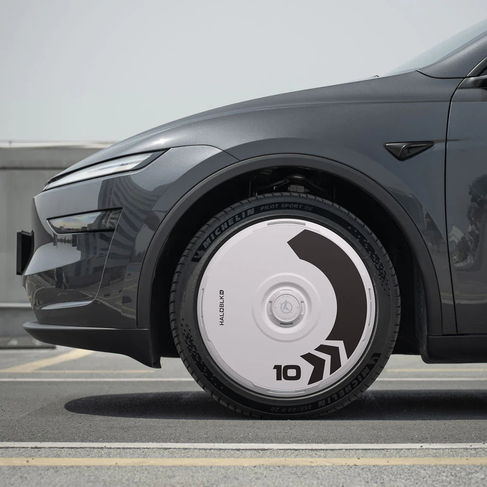 HALODISC 2 Arrow (White) | Set of 4 Wheel Covers for Tesla  Model 3 & Model Y 19" Crossflow Wheel