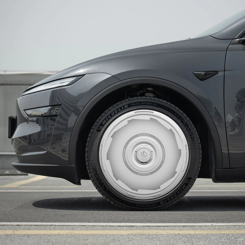 HALODISC 2 Gear (White) | Set of 4 Wheel Covers for Tesla  Model 3 & Model Y 19" Crossflow Wheel