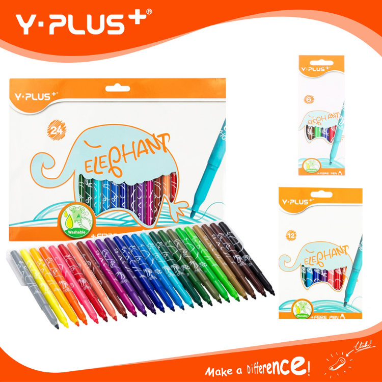 Y-Plus+ Elephant Fibre Pen 6 Colors, 12 Colors & 24 Colors