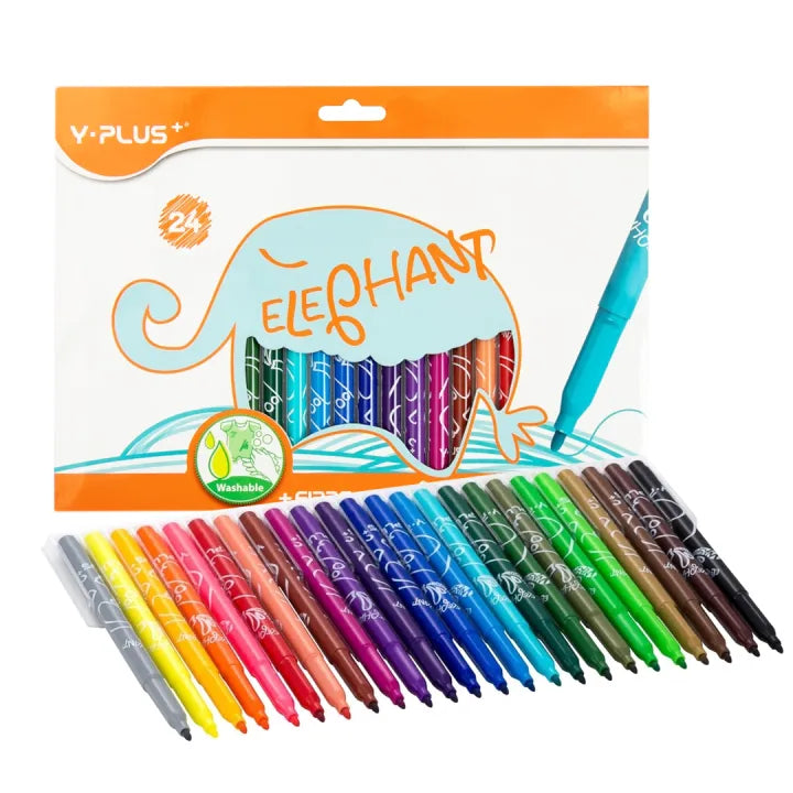 Y-Plus+ Elephant Fibre Pen 6 Colors, 12 Colors & 24 Colors