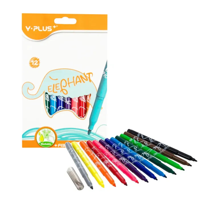 Y-Plus+ Elephant Fibre Pen 6 Colors, 12 Colors & 24 Colors